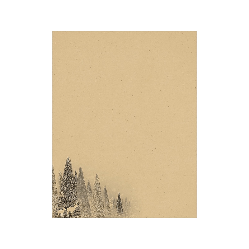 Great Papers! Winter Forest Holiday Letterhead, Kraft, 40/Pack (2019118) image 1
