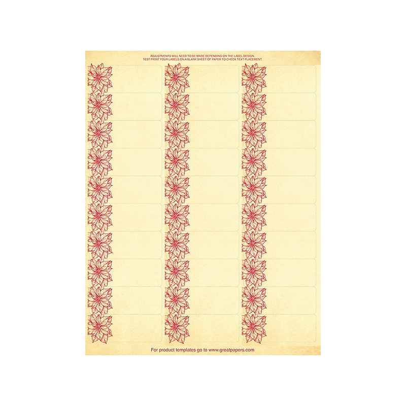 Great Papers! Poinsettia Holiday Address Label, Beige, 120/Pack (2019102) image 1