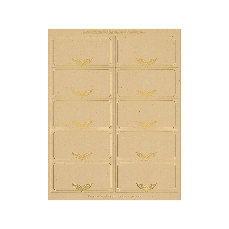 Great Papers Everyday Address Labels, Kraft, 50/Pack (2019113) image 1