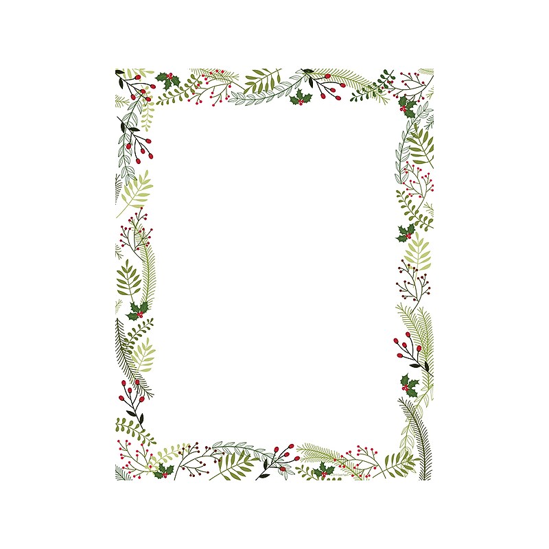 Great Papers! Merry Twigs & Holly Holiday Letterhead, Multicolor, 80/Pack (2019108) image 1