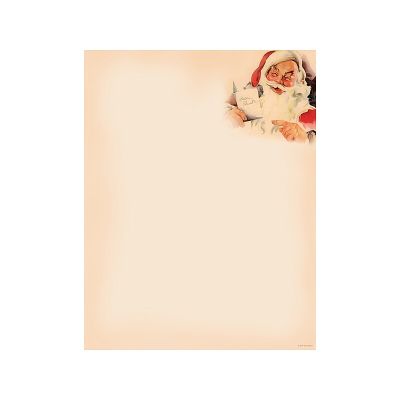 Great Papers! Vintage Santa Holiday Letterhead, Beige, 80/Pack (2019111) image 1