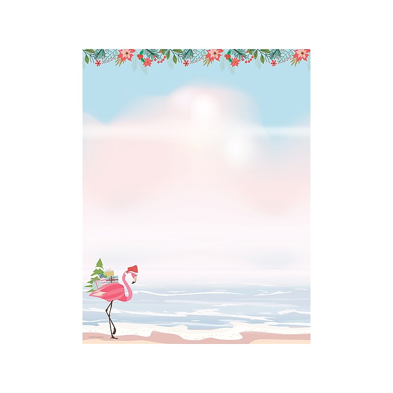 Great Papers! Merry Flamingo Holiday Letterhead, Multicolor, 80/Pack (2019105) image 1