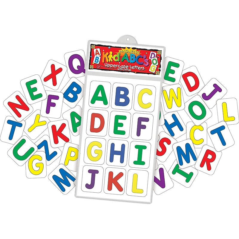Barker Creek Learning Magnets, Uppercase Letters with extras, 38 Magnetic Pieces/Pack (LM1120) image 1