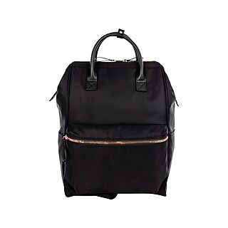 Bond Street Black Genuine Leather Backpack Tote Bag Medium BKP5029BS BLACK Staples