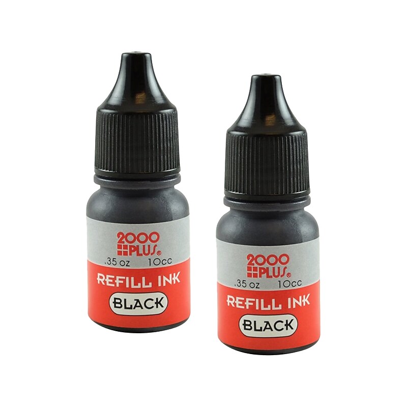 2000 Plus Ink Refill for Pre-Inked Stamps, Black Ink, 2/Pack (090689) image 1