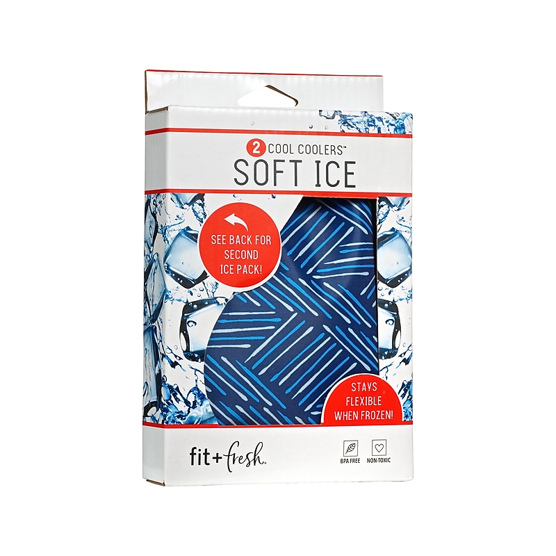 Fit & Fresh Cool Coolers Ice Packs, Navy Sketch Weave/Blue, 2/Pack (10300FF) image 1