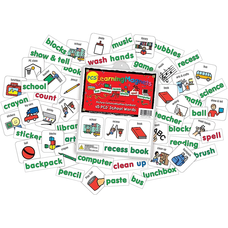 Barker Creek PCS Learning Magnets, 45 School Words, 90 Magnetic Pieces/Pack (LM3030) image 1