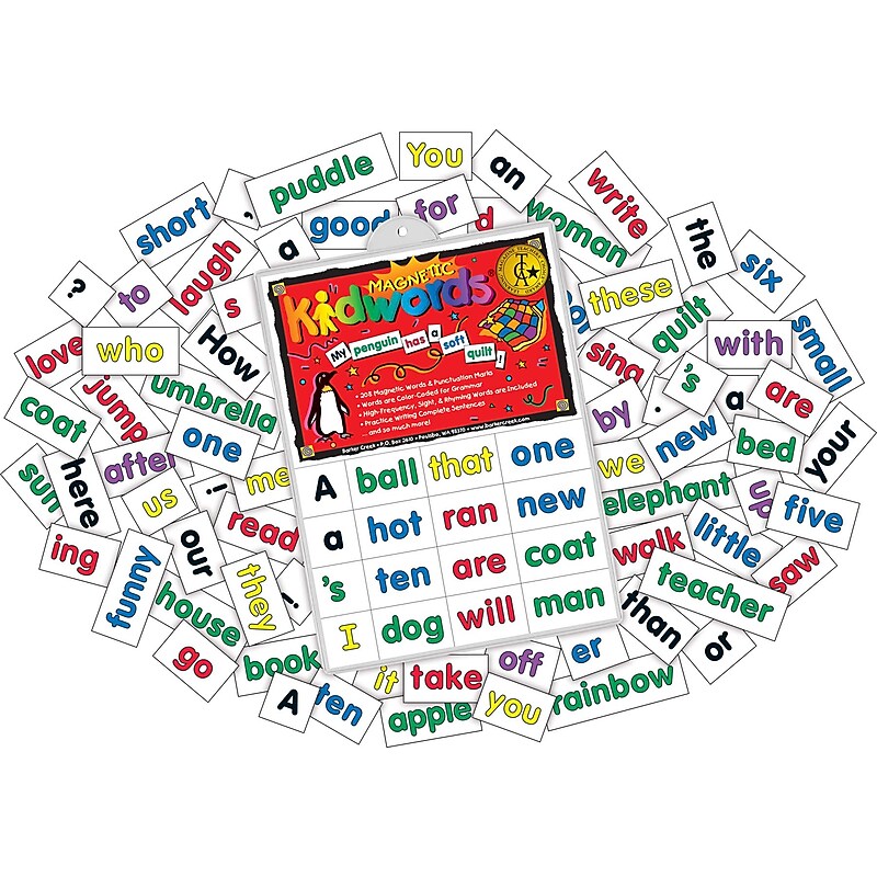 Barker Creek Learning Magnets Kidwords, High Frequency Words, 208 Magnetic Pieces/Pack (LM2600) image 1