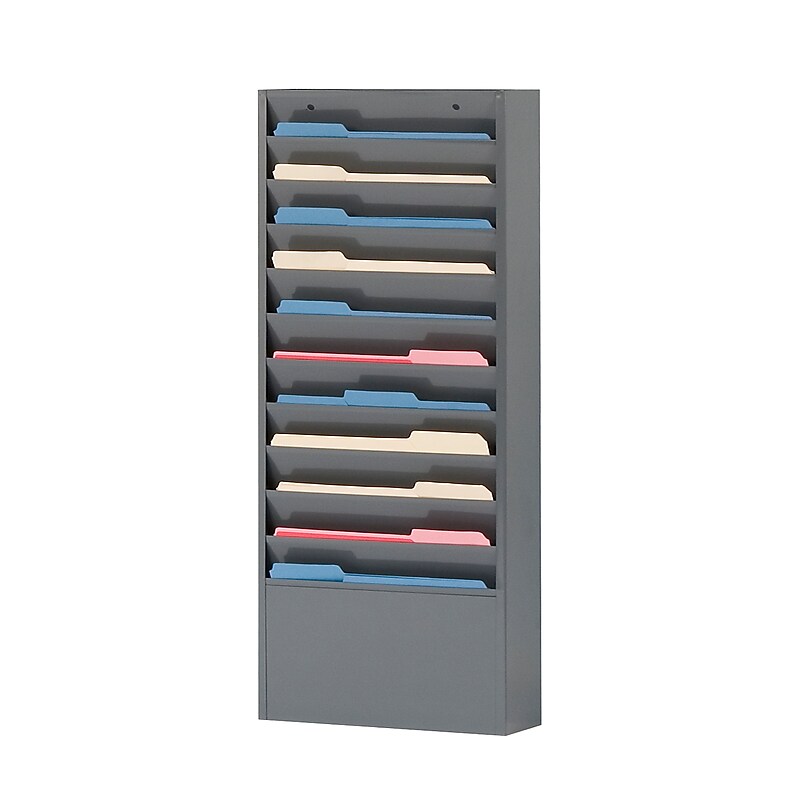 Durham Literature Holder, 26 1/4" x 13 1/4", Wall Mounted, Gray Steel (406-95) image 1