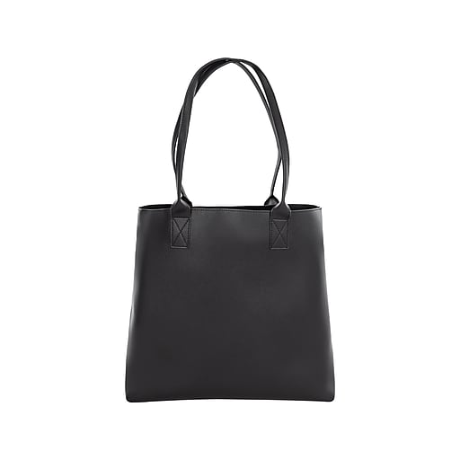 Bond Street Black Vegan Leather Tote Bag, Medium (LBG5054BS-BLACK ...