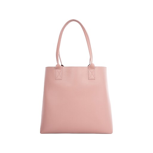 Bond Street Pink Vegan Leather Tote Bag, Medium (LBG5054BS-PINK) | Staples