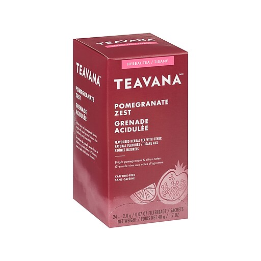 Teavana Pomegranate Zest Decaf Tea Bags, 24/Box (11092395) at Staples