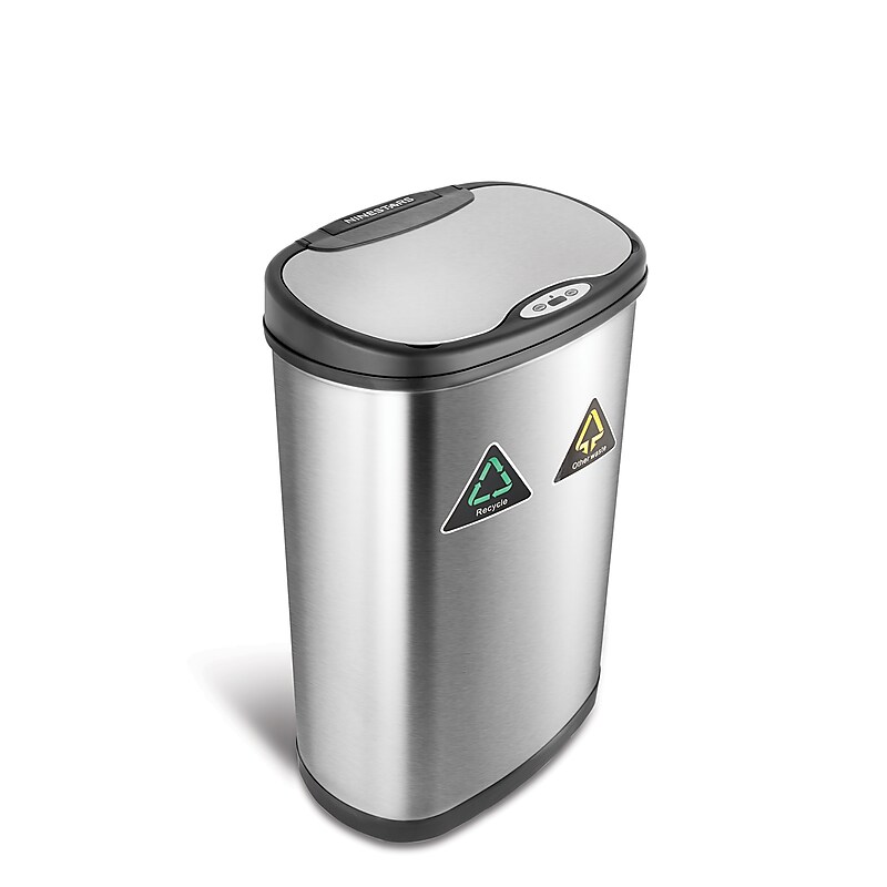 Nine Stars 13.2 Gallon Stainless Steel Motion Sensor Recycle Trash Can (DZT-50-13R) image 1