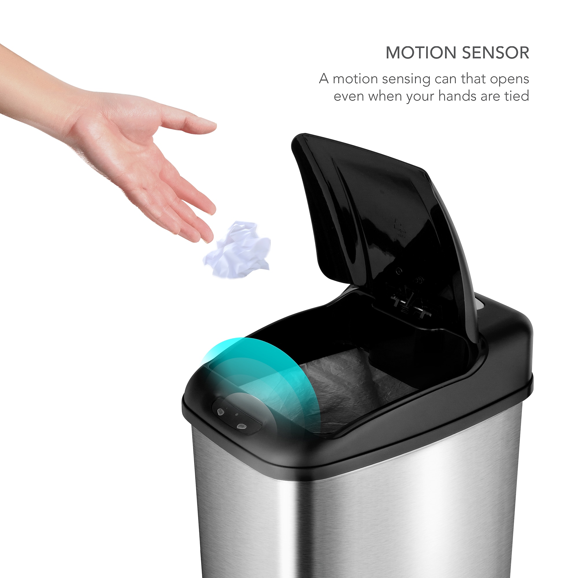 Nine Stars Stainless Steel Motion Sensor Trash Can, 13.2 Gallon, Silver (DZT-50-6) Sansujyuku sansujyuku.com