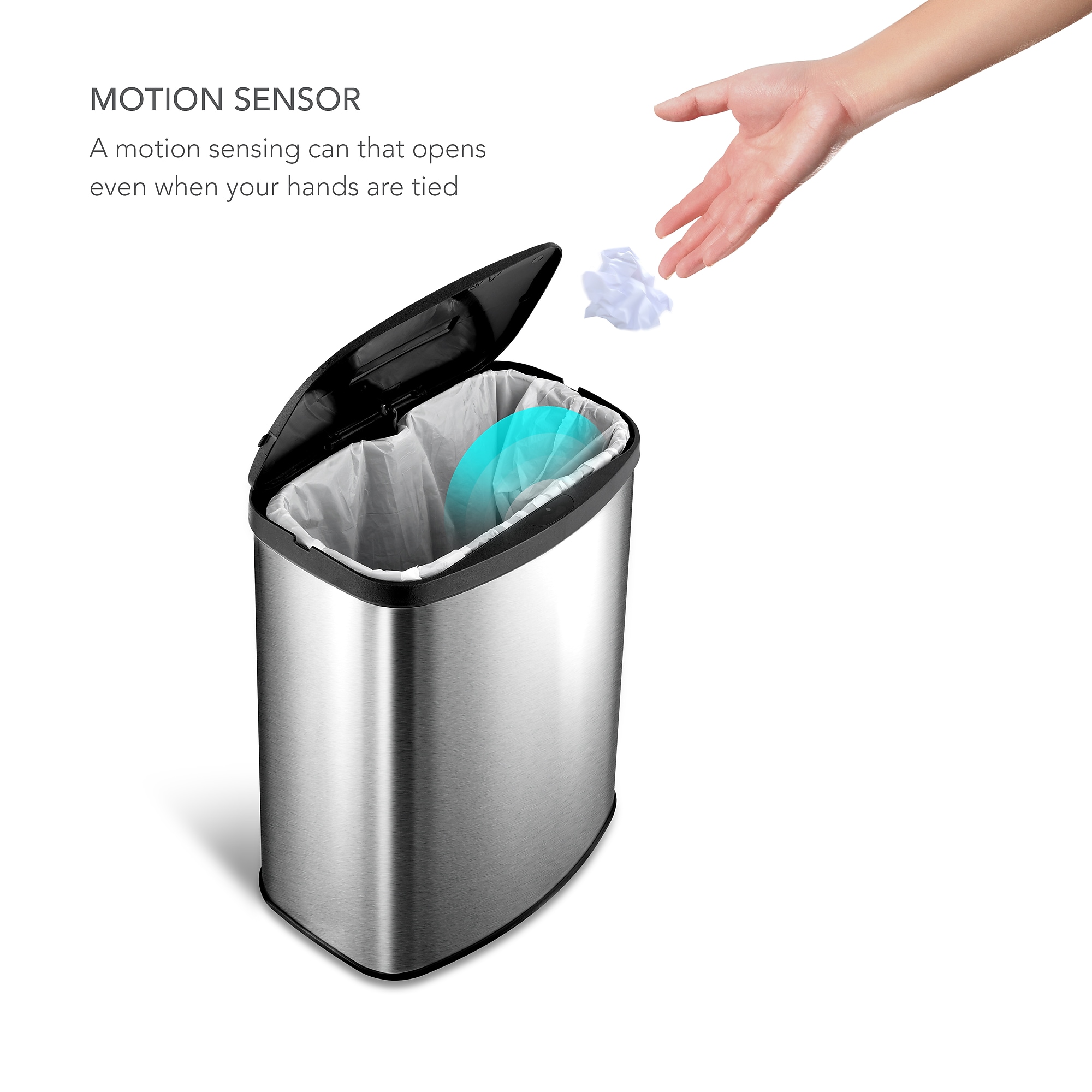 Nine Stars Stainless Steel Motion Sensor Trash Can, 2.1 Gallon, Silver (DZT-8-1A) Sansujyuku sansujyuku.com