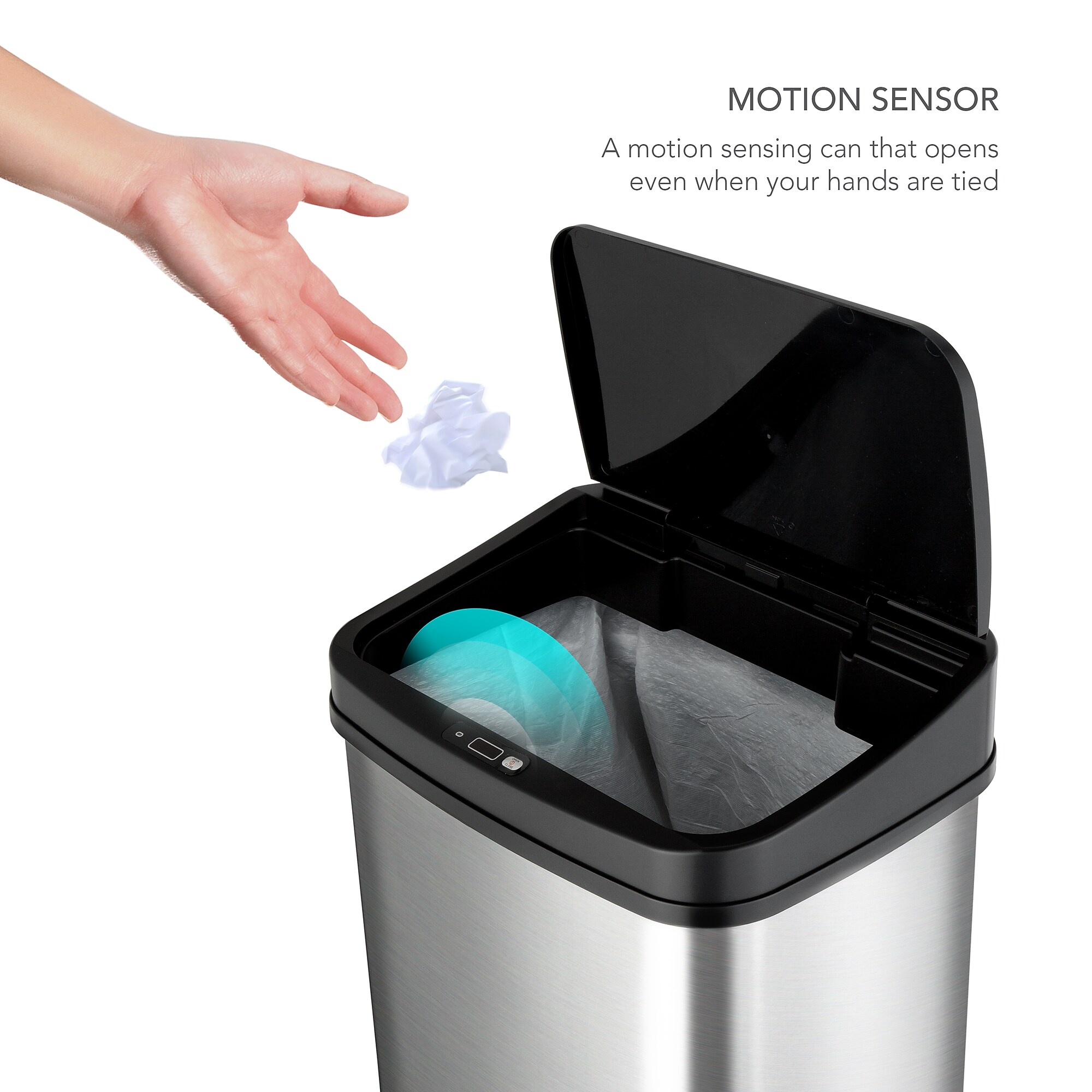 Nine Stars Stainless Steel Motion Sensor Trash Can, 13.2 Gal. (DZT-50-28) Sansujyuku sansujyuku.com