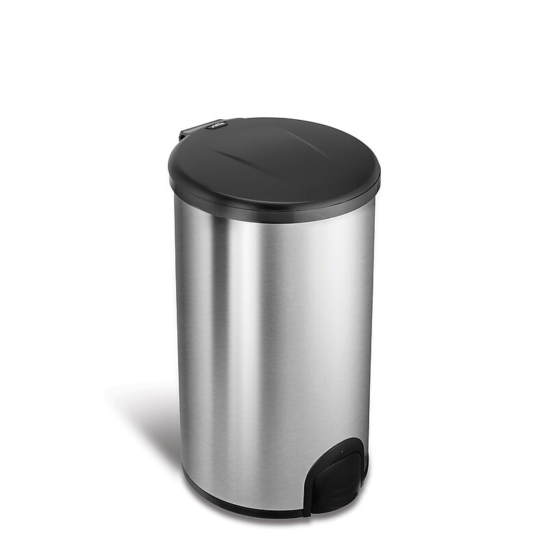 Nine Stars Stainless Steel Toe Tap Trash Can, 11.8 Gallon, Silver/Black (TTT-45-8) image 1