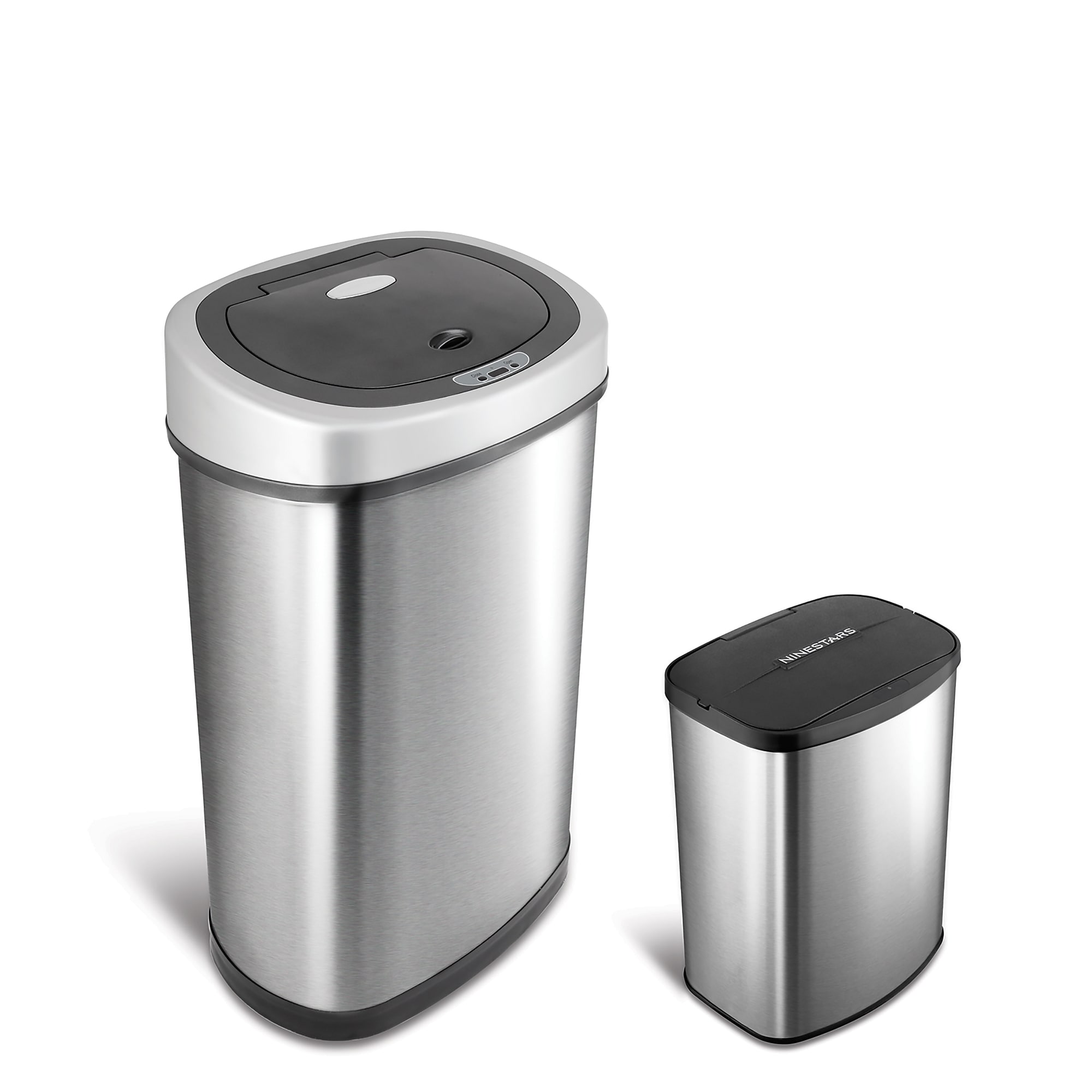 Nine Stars Stainless Steel Motion Sensor Trash Cans, Gray, 2/Pack (CB-DZT-50-9/8-1) Sansujyuku sansujyuku.com