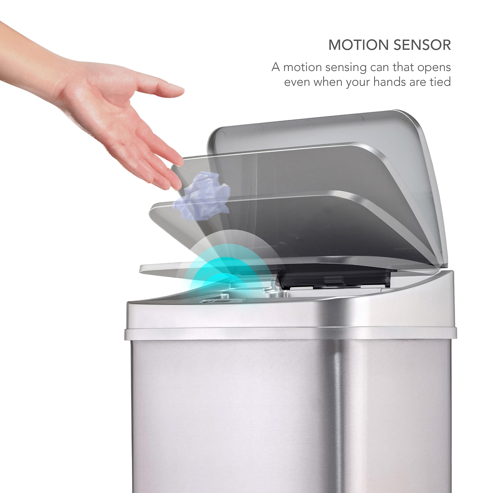 Nine Stars Stainless Steel Motion Sensor Trash Can, 13.2 Gallon, Silver (DZT-50-28SL) Sansujyuku sansujyuku.com