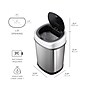 Nine Stars Stainless Steel Motion Sensor Trash Cans, Gray, 2/Pack (DZT-50-13/12-9)~#|#~sp65447883_sc7