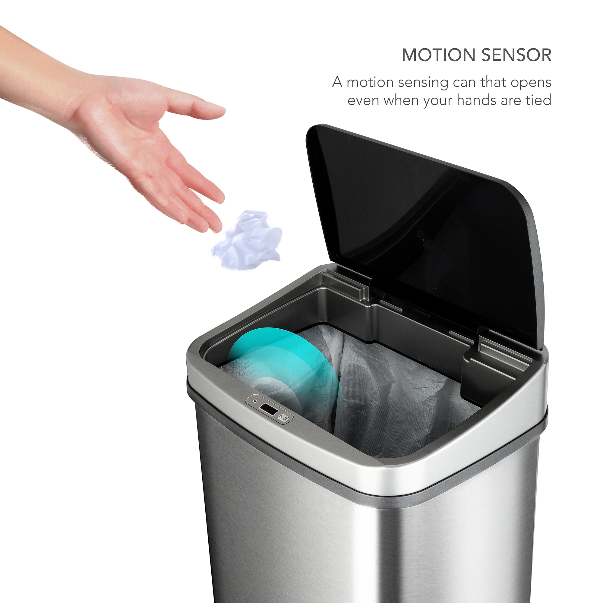 Nine Stars Stainless Steel Motion Sensor Trash Can, 13.2 Gallon, Gray (DZT-50-28BR) Sansujyuku sansujyuku.com