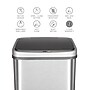 Nine Stars Stainless Steel Motion Sensor Trash Can, 13.2 Gallon, Gray (DZT-50-28BR)~#|#~sp65447969_sc7