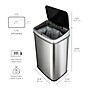 Nine Stars Stainless Steel Motion Sensor Trash Can, 13.2 Gallon, Gray (DZT-50-28BR)~#|#~sp65447970_sc7