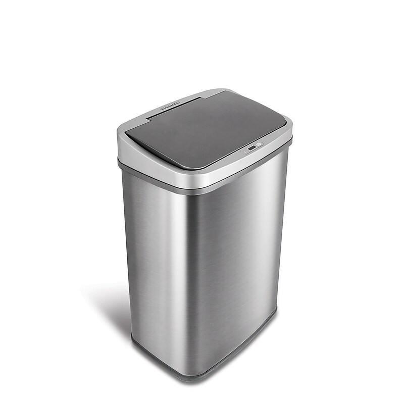 Nine Stars Stainless Steel Motion Sensor Trash Can, 13.2 Gallon, Gray (DZT-50-28BR) image 1