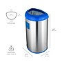 Nine Stars Stainless Steel Trash Can with Open Lid, 13.2 Gallon, Blue/Silver (OTT-50-19BL)~#|#~sp65449088_sc7