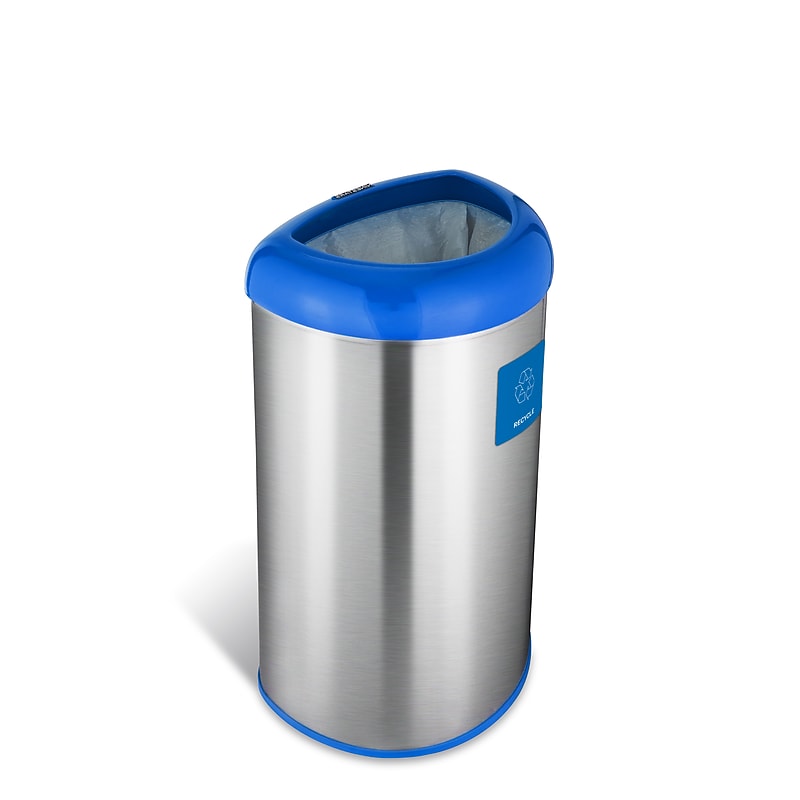 Nine Stars Stainless Steel Trash Can with Open Lid, 13.2 Gallon, Blue/Silver (OTT-50-19BL) image 1