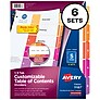 Avery Ready Index Customizable Table of Contents Numeric Paper Dividers, 5-Tab, Multicolor, 6 Sets (11187)