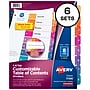 Avery Ready Index Table of Contents Pre-Printed Numeric Paper Divider, 8 Tabs, Multicolor, 6 Sets (11186)~#|#~sp65544139_sc7