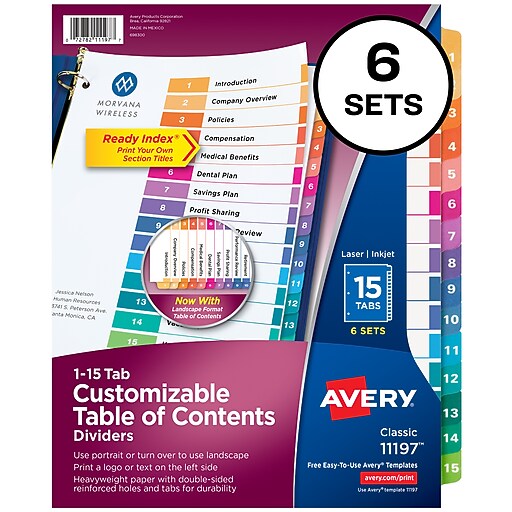 Shop Staples For Avery 15 Tab Ready Index Multicolor Table Of