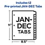 Avery Plastic Pre-Printed Monthly Plastic Divider, Jan-Dec Tabs, Multicolor, 1 Set (11331)~#|#~sp65645261_sc7