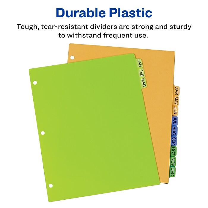 Avery Pre-Printed Plastic Dividers, A-Z Tabs, Multicolor (11330