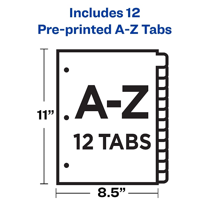 Avery Pre-Printed Plastic Dividers, A-Z Tabs, Multicolor (11330