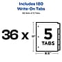 Avery Write & Erase Paper Dividers, 5 Tabs, White, 36 Sets/Box (11506)~#|#~sp65646304_sc7