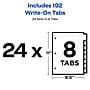 Avery Write & Erase Paper Dividers, 8 Tabs, White, 24 Sets/Box (11507)~#|#~sp65646310_sc7