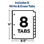Avery Big Tab Write & Erase Plastic Divider, 8 Tabs, Multicolor, 1 Set (16171)~#|#~sp65646477_sc7