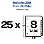 Avery Print-On Paper Dividers, 8 Tabs, White, 25 Sets/Pack (11554)~#|#~sp65646495_sc7