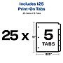 Avery Print-On Paper Dividers, 5 Tabs, White, 25 Sets/Pack (11517)~#|#~sp65646553_sc7