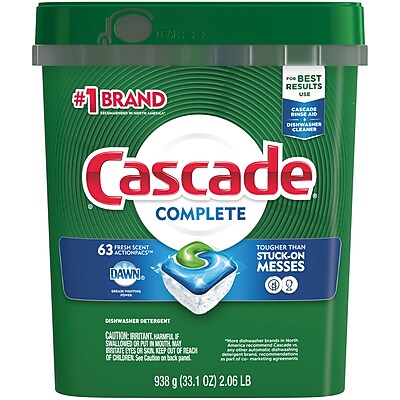 Cascade Complete Actionpacs, Dishwasher Detergent, Fresh Scent, 63 count