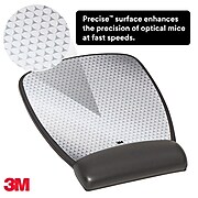 3M™ Precise™ Mouse Pad with Gel Wrist Rest, Optical Mouse Performance, Battery Saving Design, 6.8" x 8.6", Vertex (MW309LE)