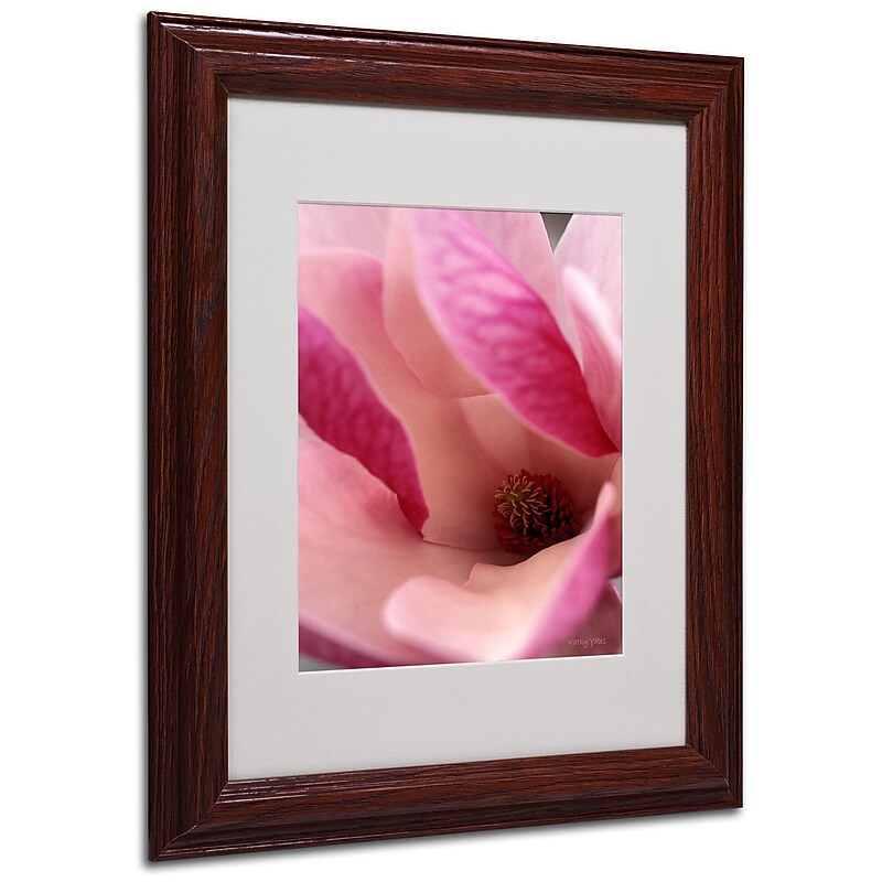 Kathy Yates 'Tulip Magnolia Blossom' Matted Framed Art - 11x14 Inches - Wood Frame image 1