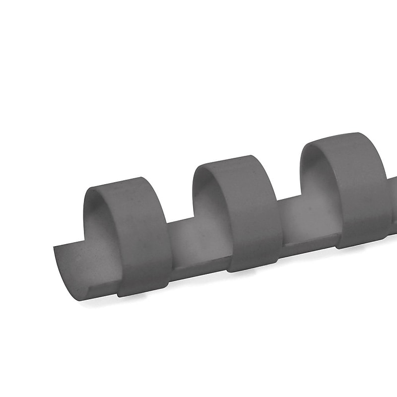 Spiral Binding 19 Ring 9/16" Plastic Binding Spine Comb, 100 Sheet Capacity, Gray, 100/Box (13916GRAY) image 1