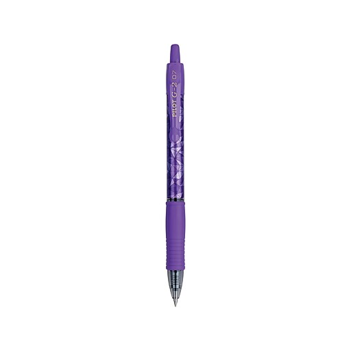 Pilot G2 Mosaic Retractable Gel Pen, Fine Point, Purple Ink, Each (GFM