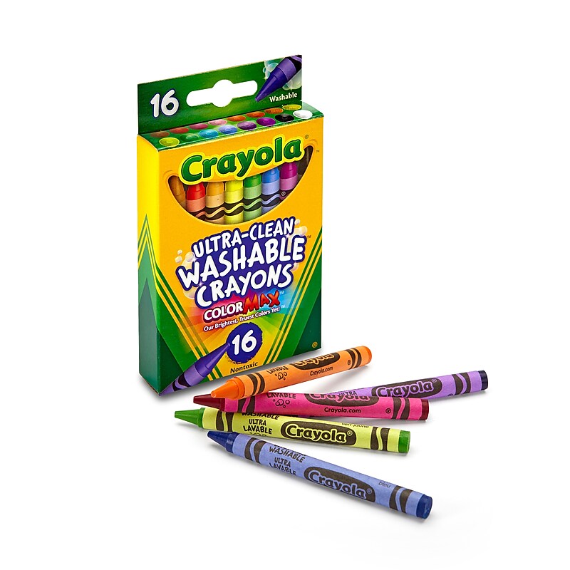 Crayola Washable Ultra Clean Crayons, Assorted Colors,16/Box (52-6916) image 1