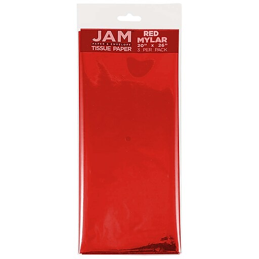JAM Paper® Gift Tissue Paper, Red Mylar, 3 Sheets/Pack (1172415)
