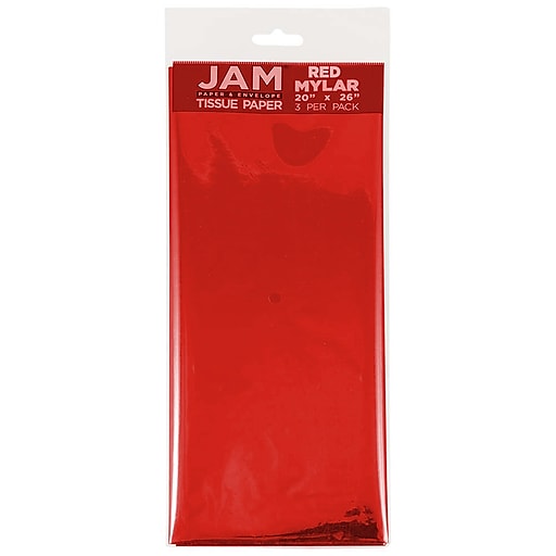 JAM Paper® Gift Tissue Paper, Red Mylar, 3 Sheets/Pack (1172415