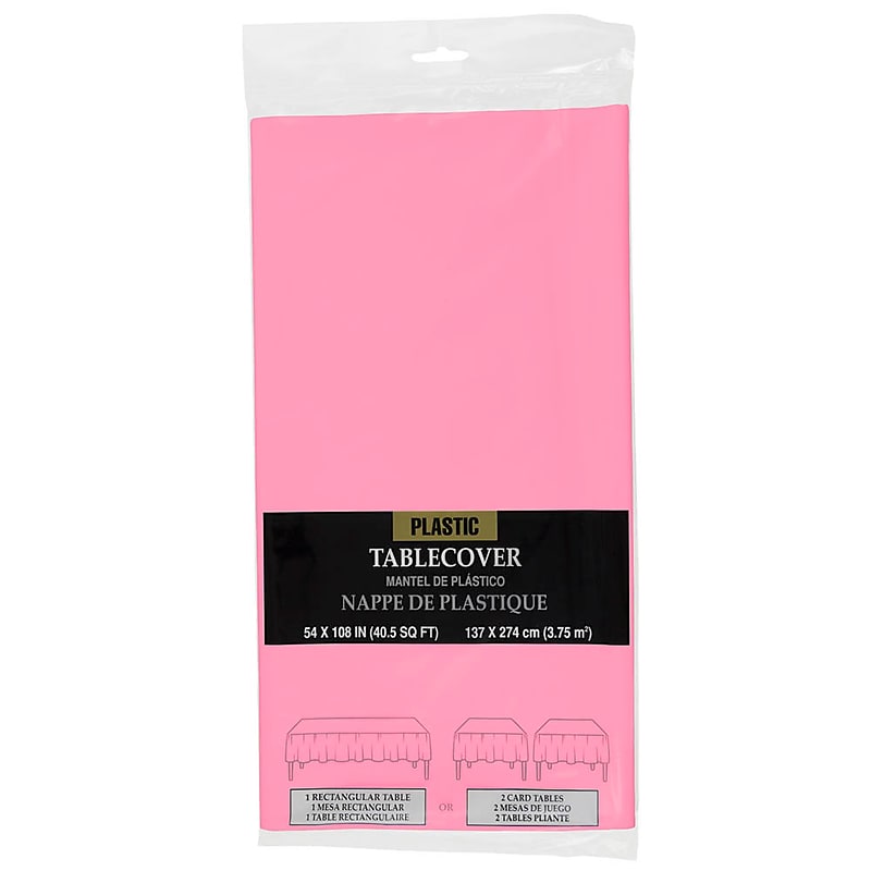 JAM Paper® Plastic Table Cover, 54 x 108 Inches, Baby Pink Tablecloth, Sold Individually (291423339) image 1